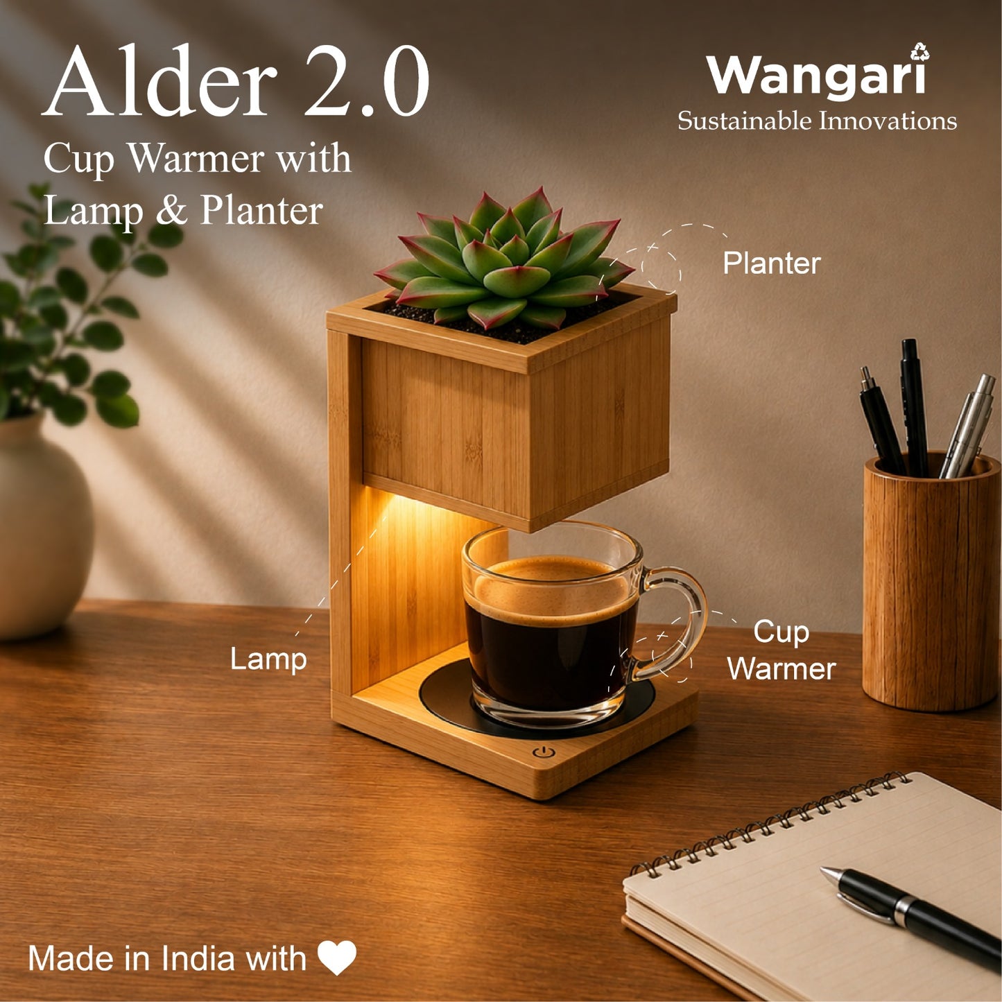 Alder 2.0 Cup Warmer with Lamp & Planter