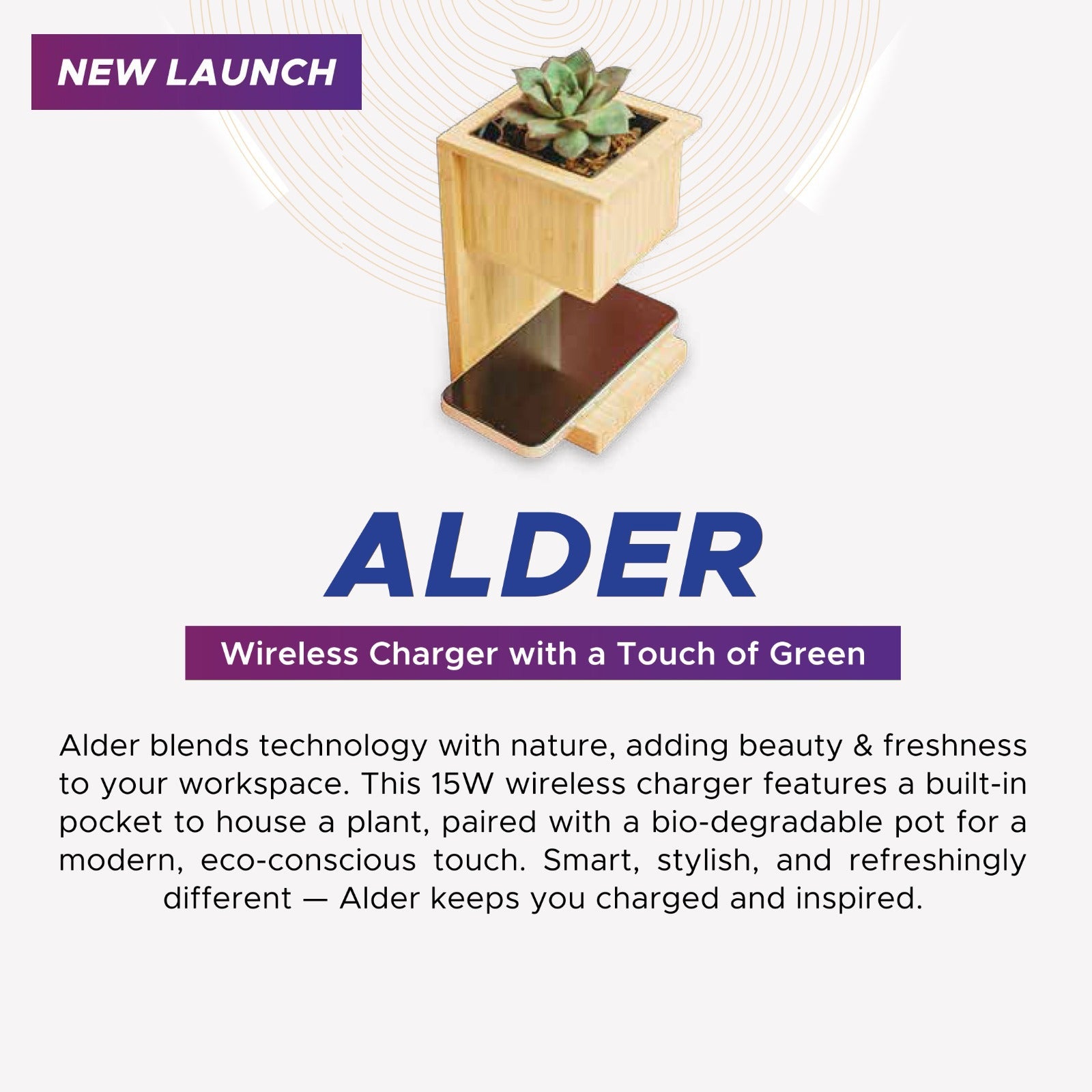 Alder Wireless Charger with Planter thumbnail 3