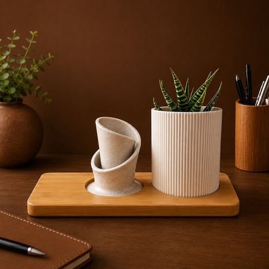 Birch Wireless Charger with Pen Stand Planter & Lamp